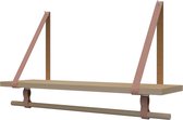 Plankje Roe 98cm - Handles and more® | ZACHTROZE (Complete set: leren plankdragers + plank eikenhout + roede)