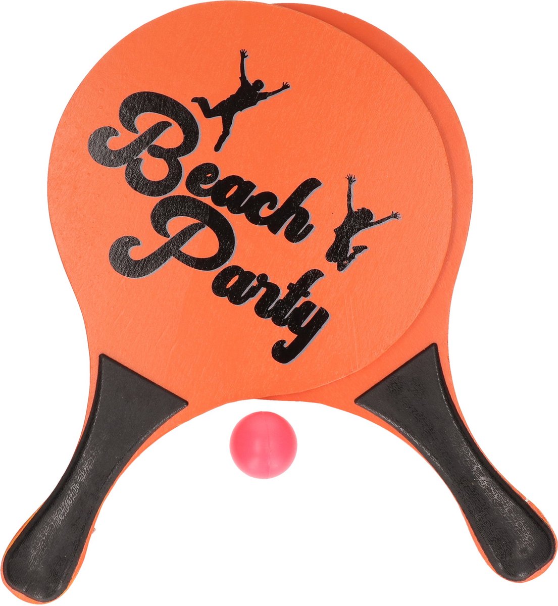 T&F creations beachball set - oranje - MDF hout - buitenspeelgoed - 2x racket - 1x balletje