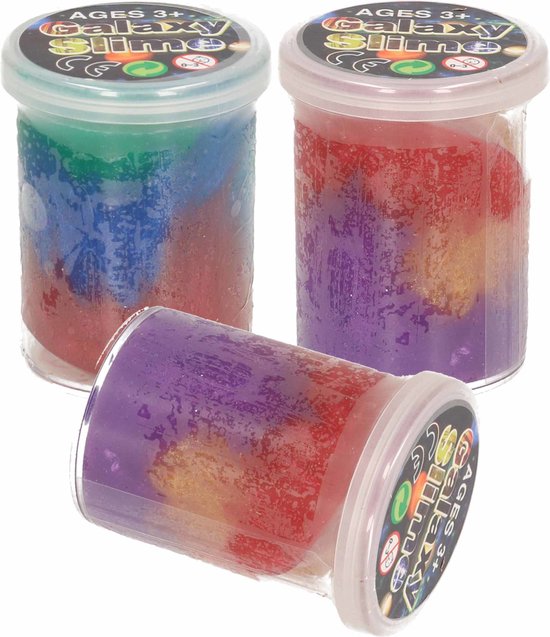 3x Potjes speelgoed/hobby galaxy slijm gekleurd 6 x 4,8 cm 150 ml inhoud -  Veilig... | bol.com