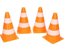 Sport pionnen - 4x stuks - sport en spel kegels - oranje - 26 cm - veldsporten