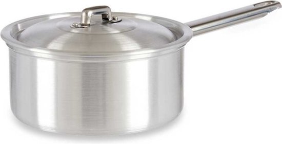 Steelpan/sauspan/juspan zilverkleurig 30 x 18 x 10 cm van 1.5 liter aluminium - Met handige deksel - Kookpannen