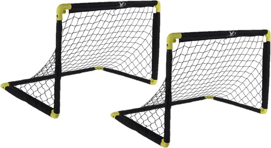 Set van 2x stuks pop-up voetbalgoals/voetbaldoelen 90 x 59 cm - Inklapbare/vouwbare voetbal doelen