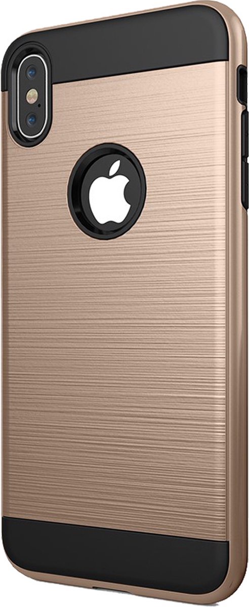 Peachy Beschermend Brushed hoesje geschikt voor iPhone XS Max Case - Goud