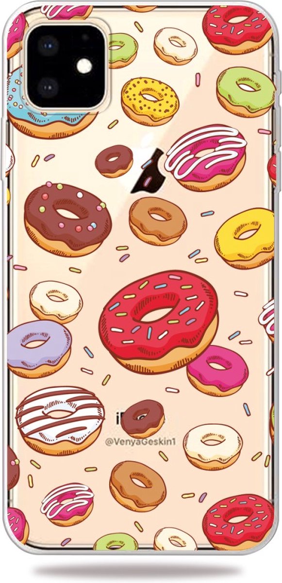 Peachy Vrolijk Flexibel Donuts Hoesje geschikt voor iPhone 11 TPU case - Doorzichtig