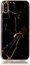 Peachy Marmer hoesje TPU marble cover iPhone X XS - Zwart Goud