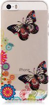 Coque iPhone 5 5s SE 2016 Peachy Clear Butterfly Fleurs TPU - Multicolore