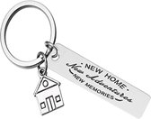 Fako Bijoux® - Sleutelhanger New Home, New Adventures, New Memories - Huis - Cadeau - Geschenk - Zilverkleurig