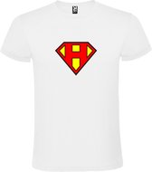 Wit T shirt met print van "letter H“ Superman “ Logo print Rood / Geel size XXXL