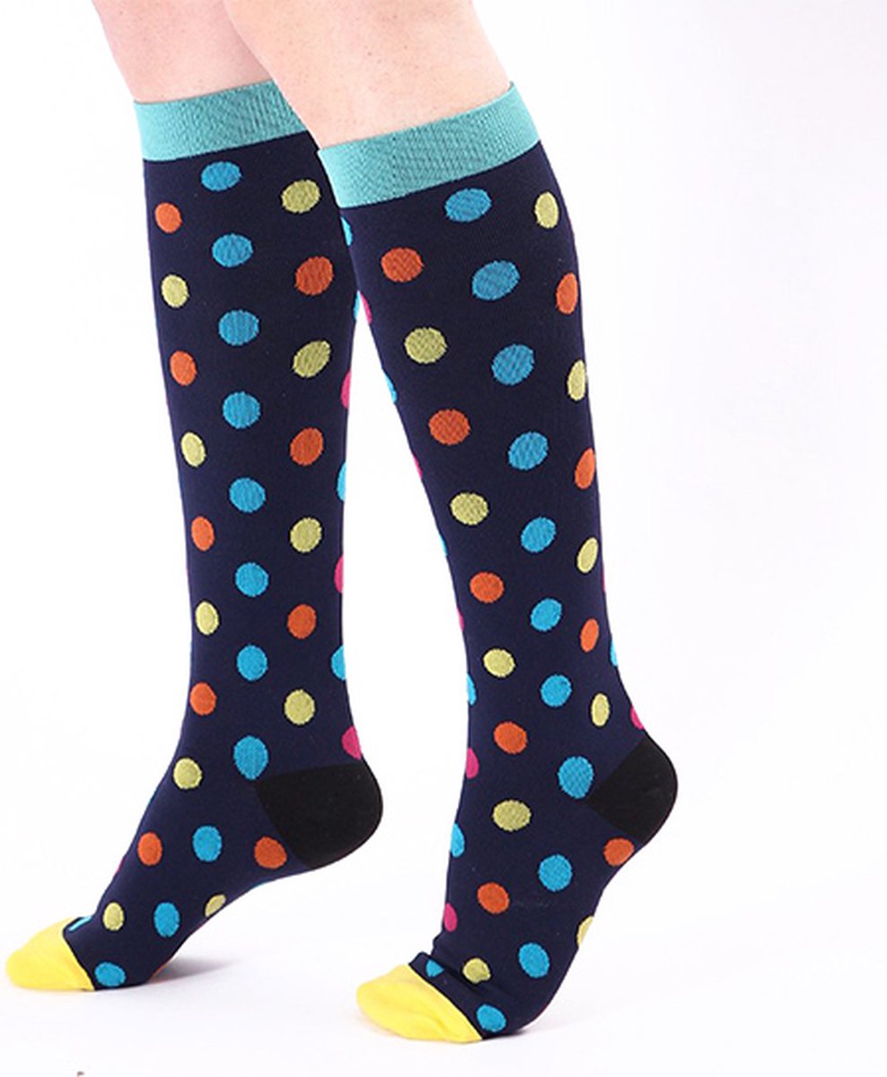 Happy Compressiesokken - Compressiekousen - Sokken - Maat: L/XL (40/43) - Stippen