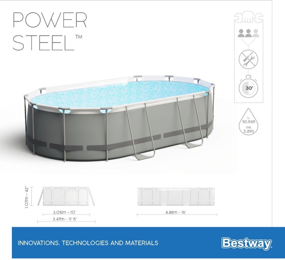 Bestway Power Steel kit piscine ovale 488x305x107 cm 56448