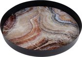 dienblad Marble 35 x 3 cm staal zwart/bruin