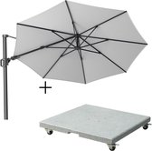 Platinum Challenger T² zweefparasol Ø350cm rond wit + Premium Salerno parasolvoet 90kg