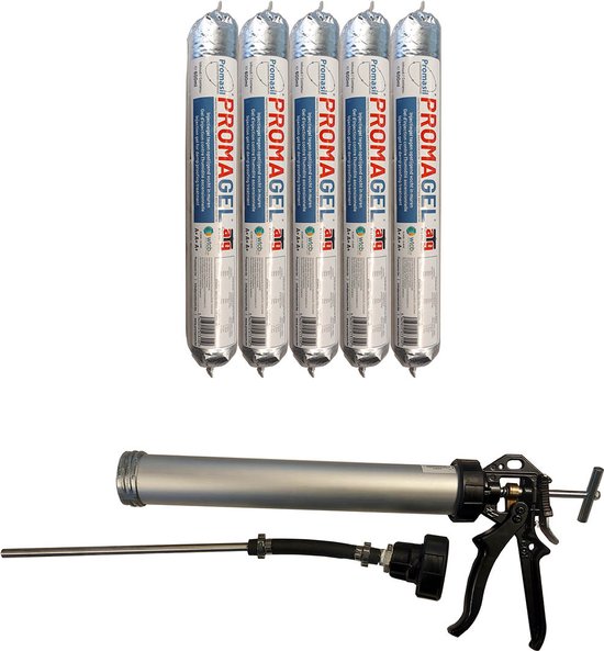 Foto: Promasil promagel set injectiegel opstijgend vocht worst 600 ml 5 stuks atg nr 3107 kwaliteitscertificaat wtcb a a a hoogste kwaliteit professioneel injectiepistool