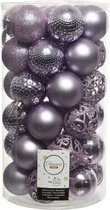 37x Boules de Noël en plastique violet lilas 6 cm - Mix - Boules de Noël en plastique incassables - Décorations pour Décorations pour sapins de Noël lilas violet