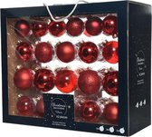42x Kerst rode glazen kerstballen 5-6-7 cm - Glans/mat/glitter/doorzichtig - Kerstboomversiering kerst rood