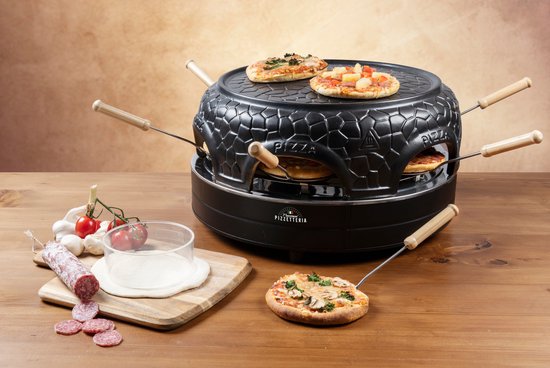 Bestron pizzaoven voor 6 personen, pizzamaker voor kleine pizza's (Ø 10 cm), met keramische koepel, ca. 12-15 minuten baktijd, 860 Watt, kleur: zwart — afbeelding 3