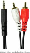 OTRONIC® Mini Jack 3.5mm naar 2x Tulp RCA 1.5 meter