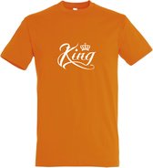 Oranje T shirt met  " King " print Wit size L