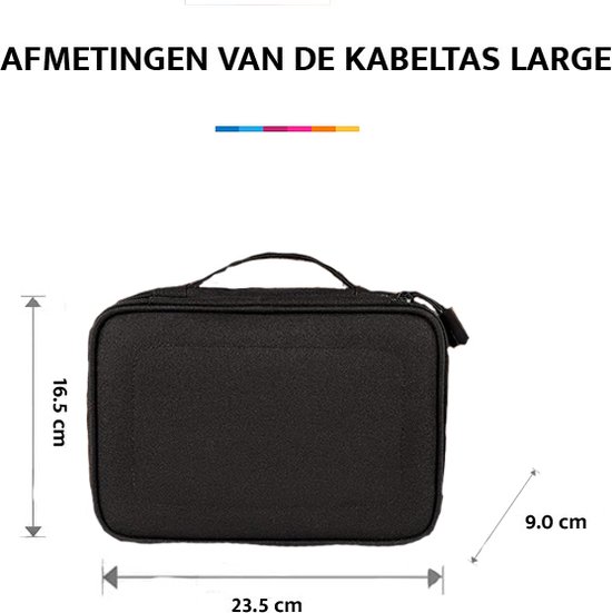 YONO Kabel Organiser Tas Large - Compacte Kabeltas - Opbergtas voor Elektronica en Accessoires - Etui Organizer Case - Zwart - YONO