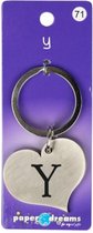 sleutelhanger hart letter Y 10 x 4 cm staal zilver
