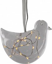 kerstboomhanger Vogel led 8 x 4 cm glas transparant