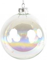 kerstbal Franci 15 cm glas zilver/wit