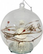 Kerstbeeld led-engel 12 cm glas transparant
