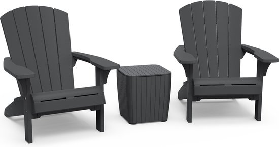 Keter Troy Adirondack Tuinstoel - 81x80x96,5cm - Grafiet | Leen Bakker