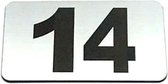 Nummerplaatje 14 - Nummerbordje - Huisnummer - Deur en Kamernummer - Lockernummer - Plakcijfers - Zelfklevend - Brievenbus Nummer - RVS Look - 80 mm x 50 mm x 1,6 mm - 5 jaar Garan