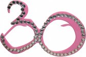 feestbril 30 jaar diamanten dames 22 x 10 cm roze
