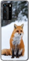 Telefoonhoesje Geschikt voor Huawei P40 Pro hoesje - Vos - Sneeuw - Bos - Siliconen Telefoonhoesje