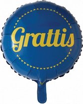 folieballon Gefeliciteerd 45,5 cm blauw/geel