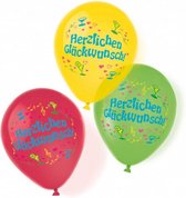 ballonnen Herzlichen GlÃ¼ckwunsch 27,5 cm latex 6 stuks