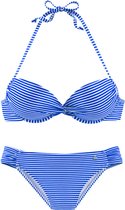 Push-up Beugel Bikini van Duitse Modehuis S.Oliver, Softcups, Blauw-Wit, Maat 36, C-Cup
