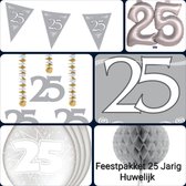 Feestpakket  25 jarig Zilveren Huwelijks feest, Versiering, Zilver, Vlaggenlijn, Ballonnen