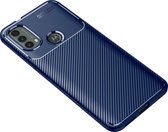 Motorola Moto E20 Hoesje - Mobigear - Racing Serie - TPU Backcover - Blauw - Hoesje Geschikt Voor Motorola Moto E20