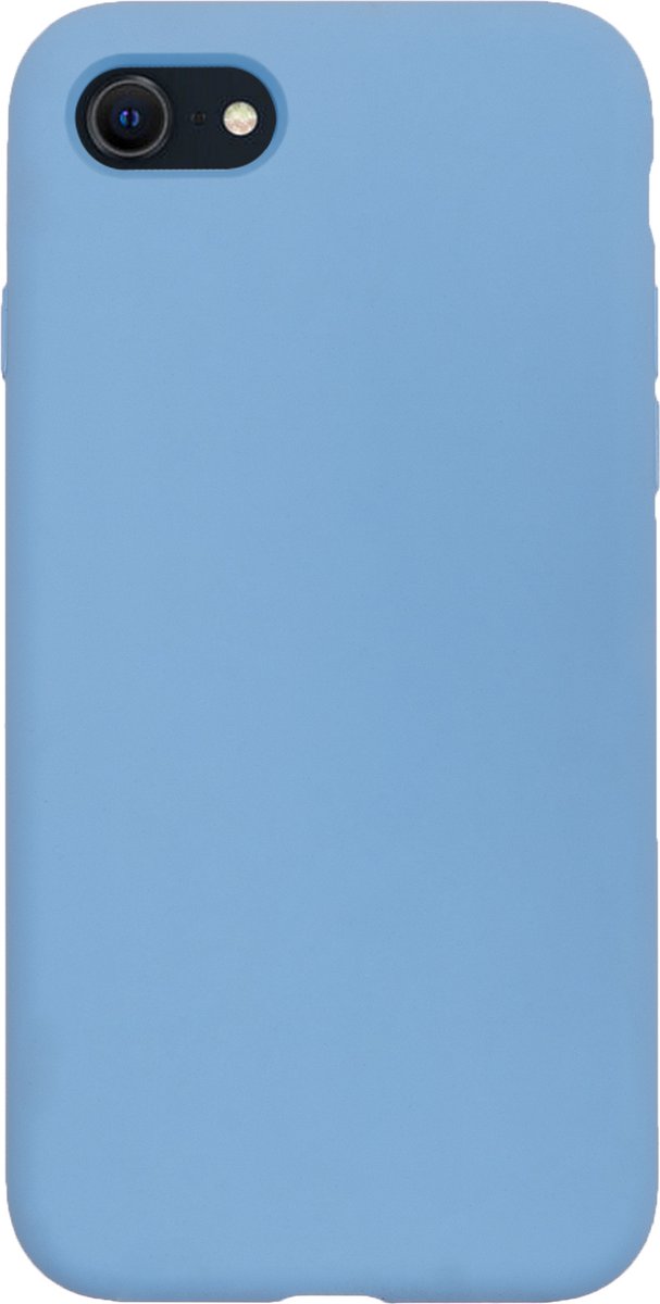 BMAX Siliconen hard case hoesje geschikt voor iPhone SE 2022 - Hard cover - Beschermhoesje - Telefoonhoesje - Apple - Telefoonbescherming - Back cover - Backcover - Lichtblauw