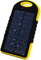 Draagbare zonnelader met dubbele USB + karabijn + zaklamp - 5000 mah - geel