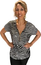 Travel t-shirt zipper zebra zwart/wit 1 maat draagbaar tot maat 44