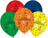 ballonnen joyeux anniversaire all-over print 8 stuks 25 cm