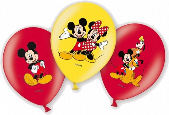 ballonnen Mickey en Minnie Mouse 6 stuks rood/geel