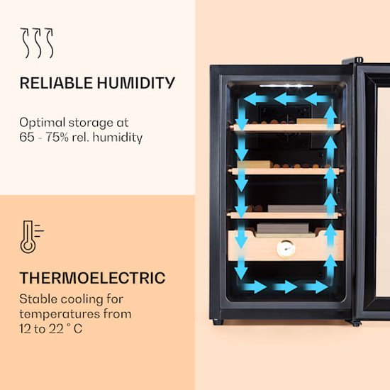 Klarstein MKS-13 Minibar - Mini Koelkast - 3 Temperatuurniveaus Volume 30 Liter 23 Db Glazen Deur Zwart