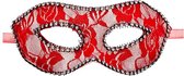 verkleedmasker kant dames rood one-size