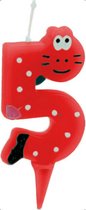 verjaardagskaarsje cijfer 5 junior 7,5 cm wax rood