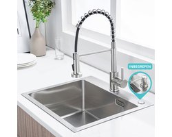 LOMAZOO Spoelbak Keuken RVS - Gootsteen - Met Kraangat - 50 cm [TRISTAN]