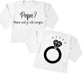 Shirt kind-aanzoek van mama voor papa-huwelijksaanzoek-wit-zwart-Maat 92