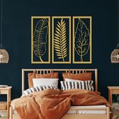 Wanddecoratie |blad /Leaf | Metal - Wall Art | Muurdecoratie | Woonkamer |Gouden| 64x50cm