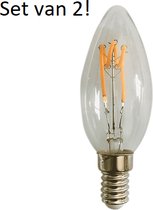Set van 2 Led lamp E14 - Kaarslamp - Clear - Dimbaar - 1.6W - 2100K