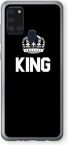 Case Company® - Samsung Galaxy A21s hoesje - King zwart - Soft Cover Telefoonhoesje - Bescherming aan alle Kanten en Schermrand