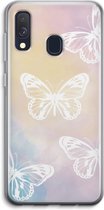 Case Company® - Samsung Galaxy A40 hoesje - White butterfly - Soft Cover Telefoonhoesje - Bescherming aan alle Kanten en Schermrand